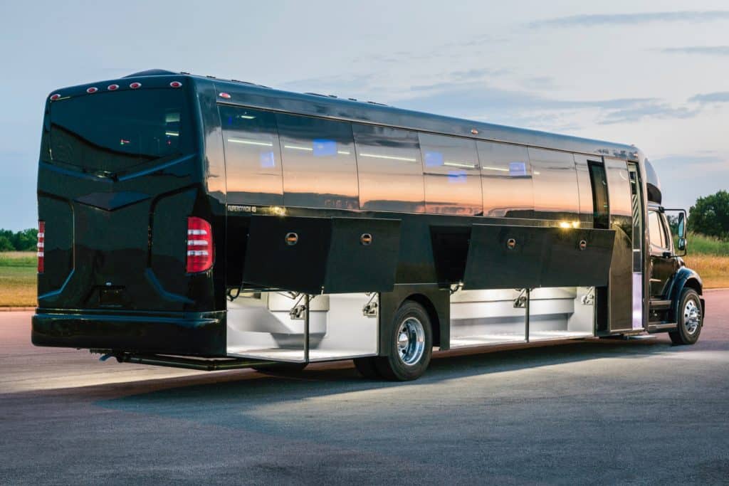 sunset transportation 51 passenger black luxury coach